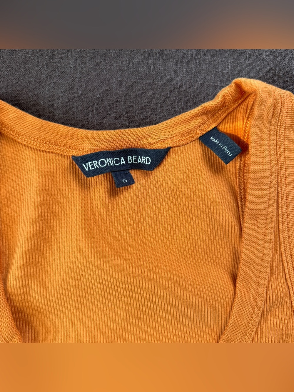 Veronica Beard Birke Scoop Neck Ribbed Tank Burnt Orange XS - Picture 4 of 11